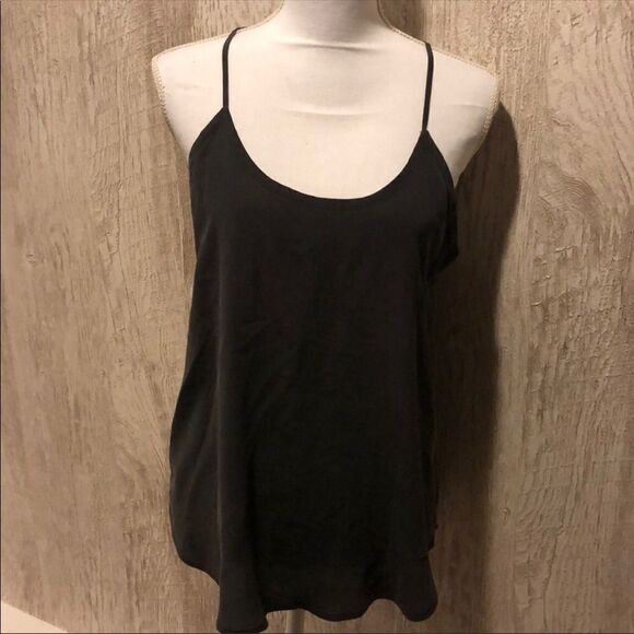 Chaser Dark Gray Silk Camisole Open Back Tank Top - Picture 1 of 6